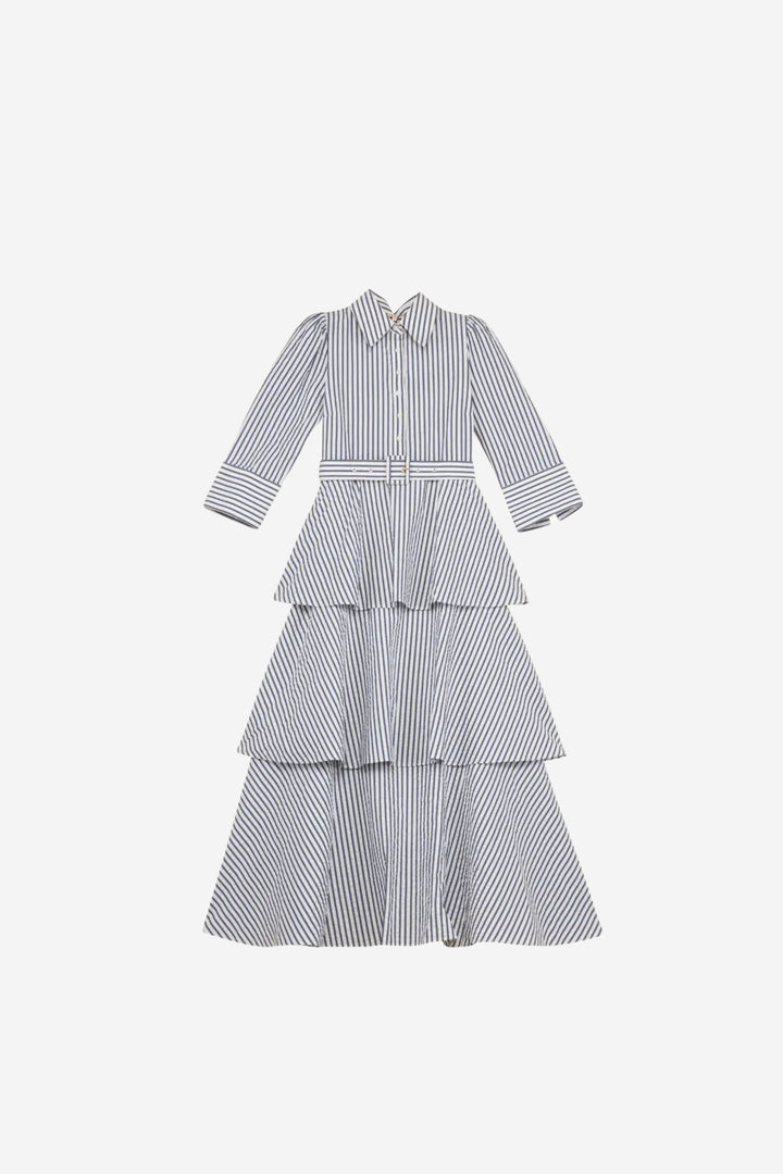Seersucker Shirt Dress Blue Stripe