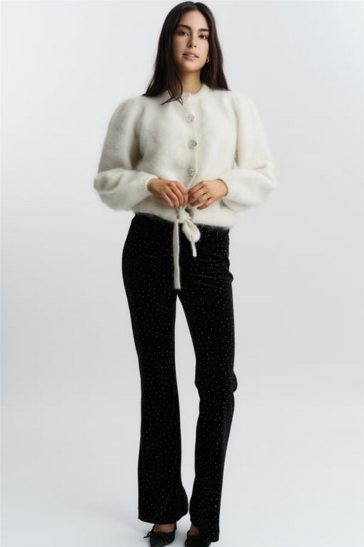 Madeleine Stud Velour Pant Black