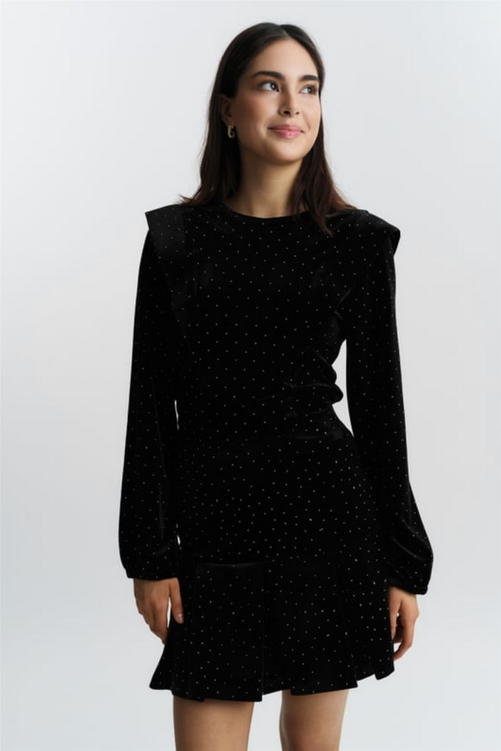 Kendra Stud Velour Blouse Black