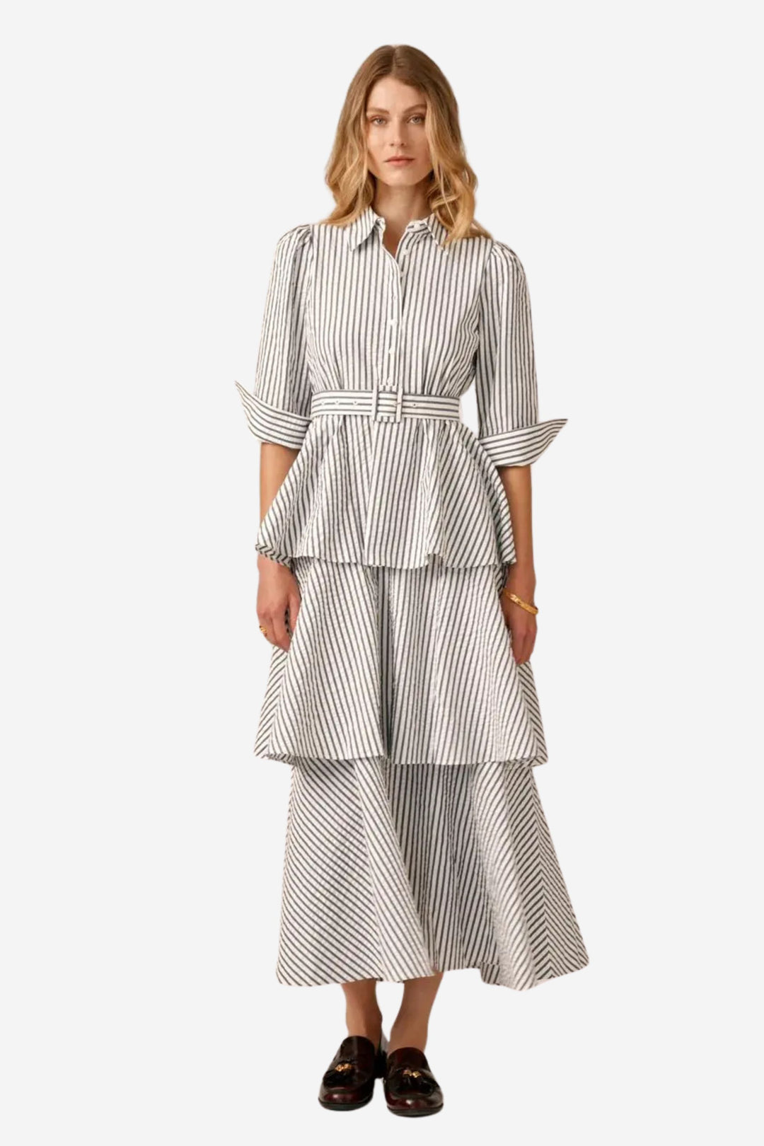 Seersucker Shirt Dress Blue Stripe