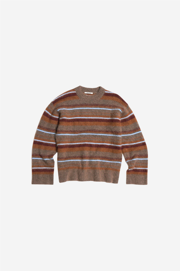 Fluffy Stripe Crew Brown Stripe