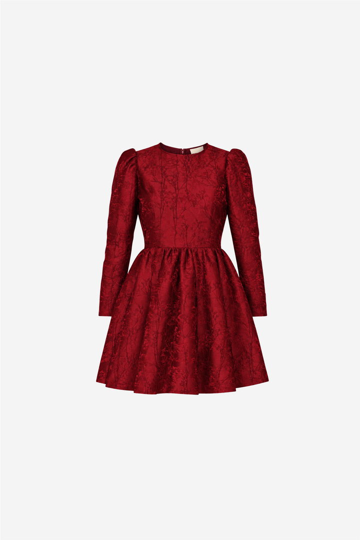 Brocade Mini Dress Cherry