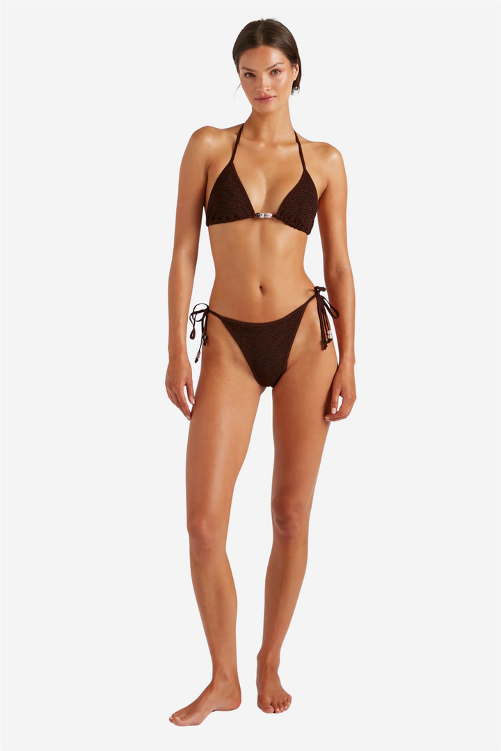 Gina Beaded Bikini Metallic Chocolate