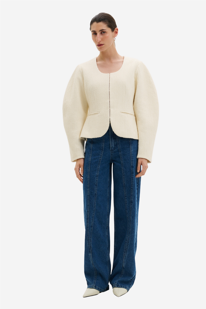 Amanda U-Neck Boucle Blazer Pearl