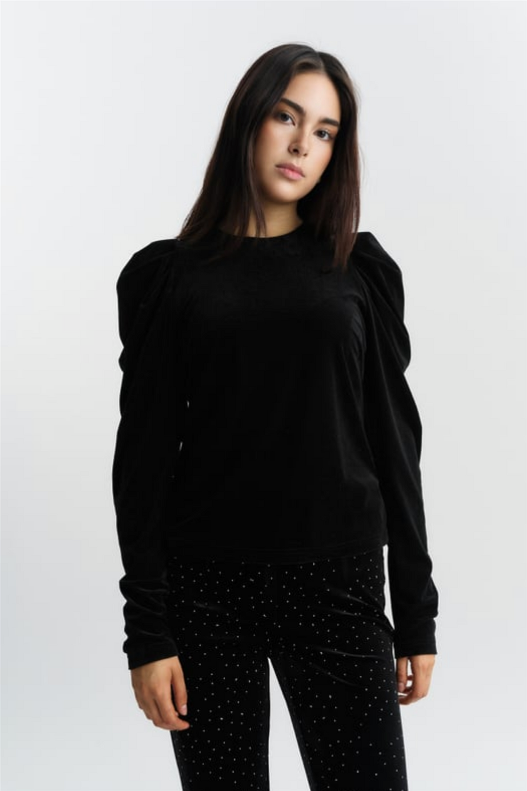 Sienna Velour Top Black