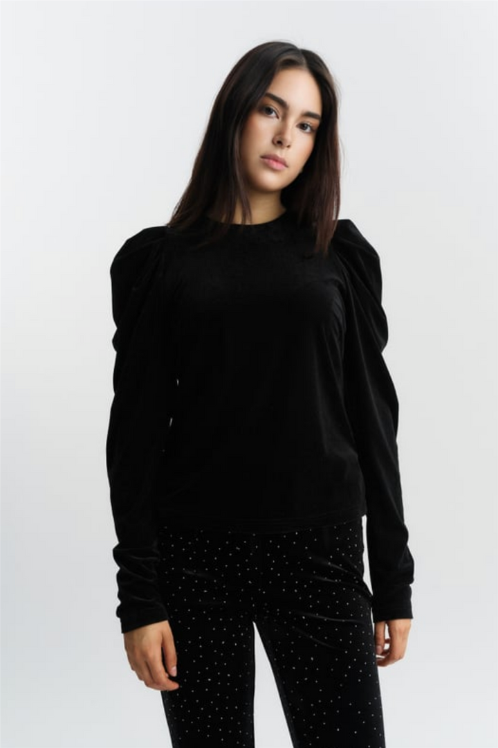 Sienna Velour Top Black