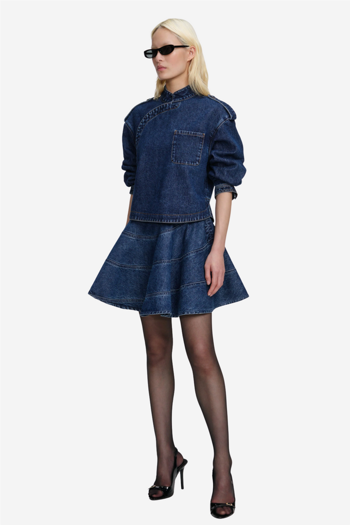 Flared Denim Mini Skirt