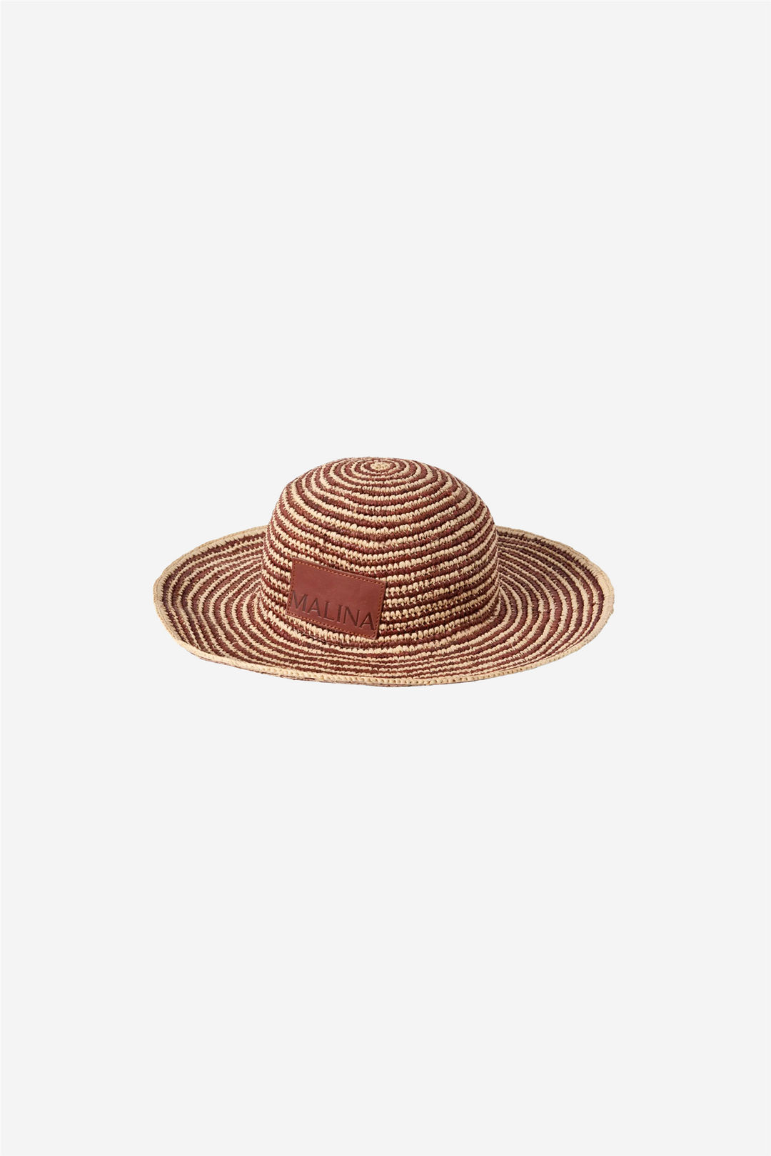 Lyra Wide Brim Raffia Hat Terracotta Stripe