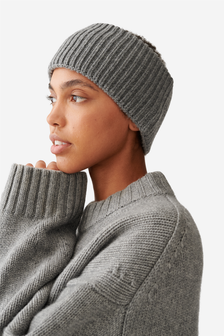 Chunky Wool Headband Grey Melange