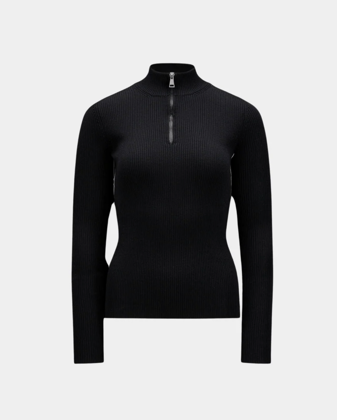 Wool Zip-Up Polo Neck Jumper Off-White