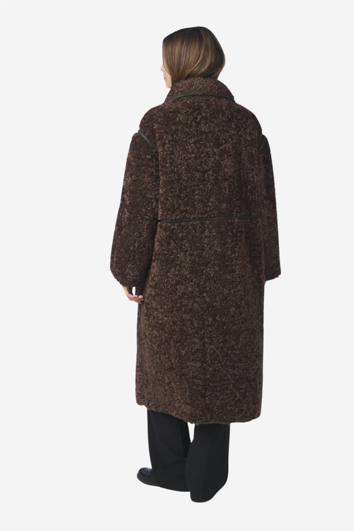 Senta Faux Fur Coat Dark Brown