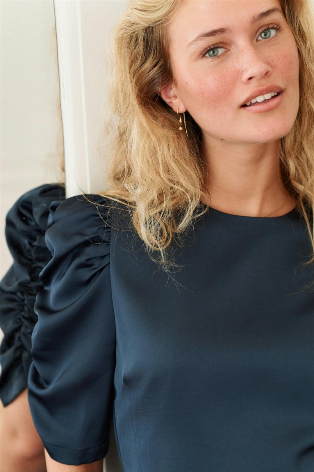 Ben Heavy Sateen Blouse Midnight Blue