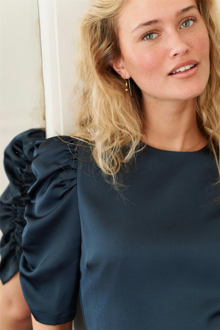 Ben Heavy Sateen Blouse Midnight Blue