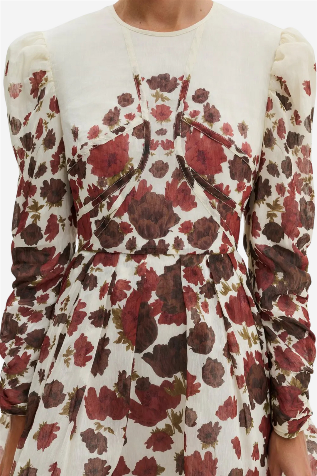 Leoni Silk Blend Mini Dress Wine Peony