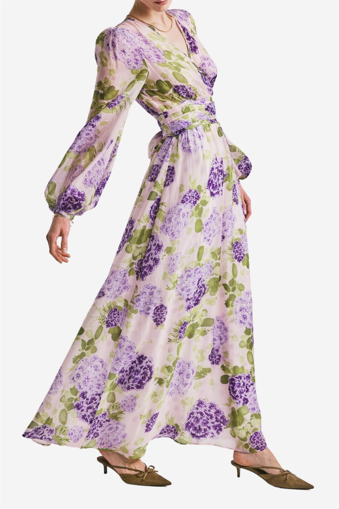 Cupro Tieband Gown Purple Flowerfield