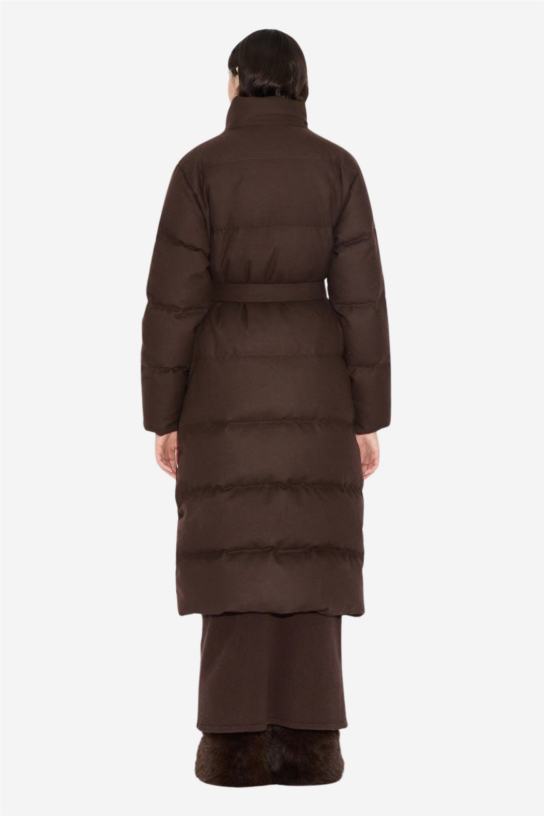 W Tech Wool Down Coat Dark Brown