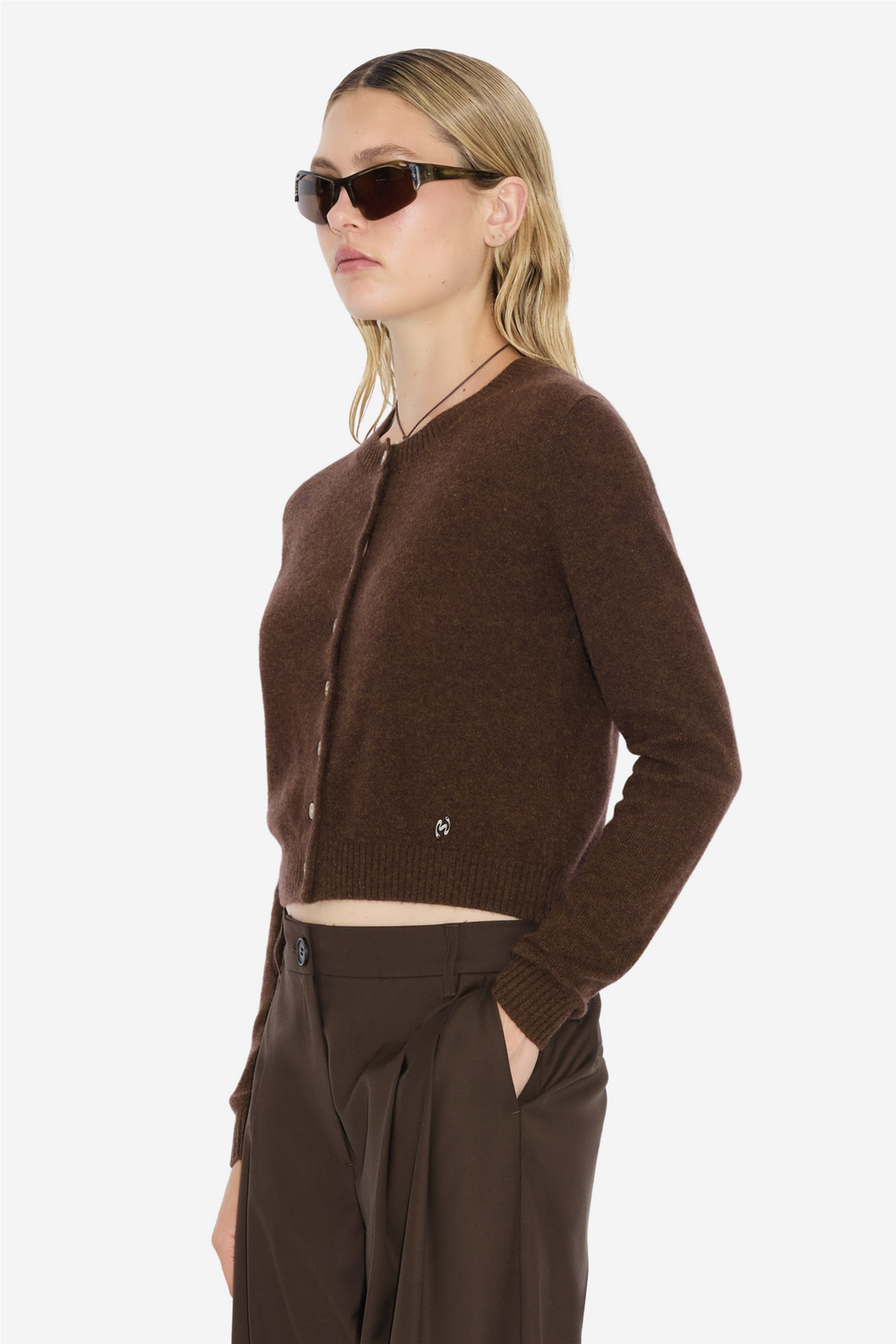W. Cashmere Cardigan Dark Brown
