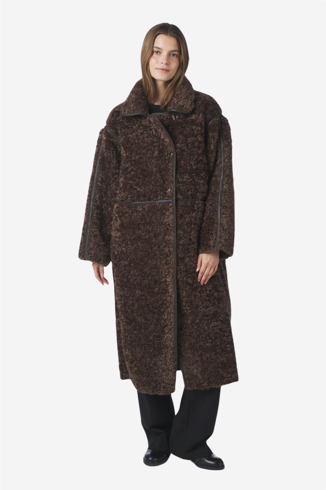 Senta Faux Fur Coat Dark Brown