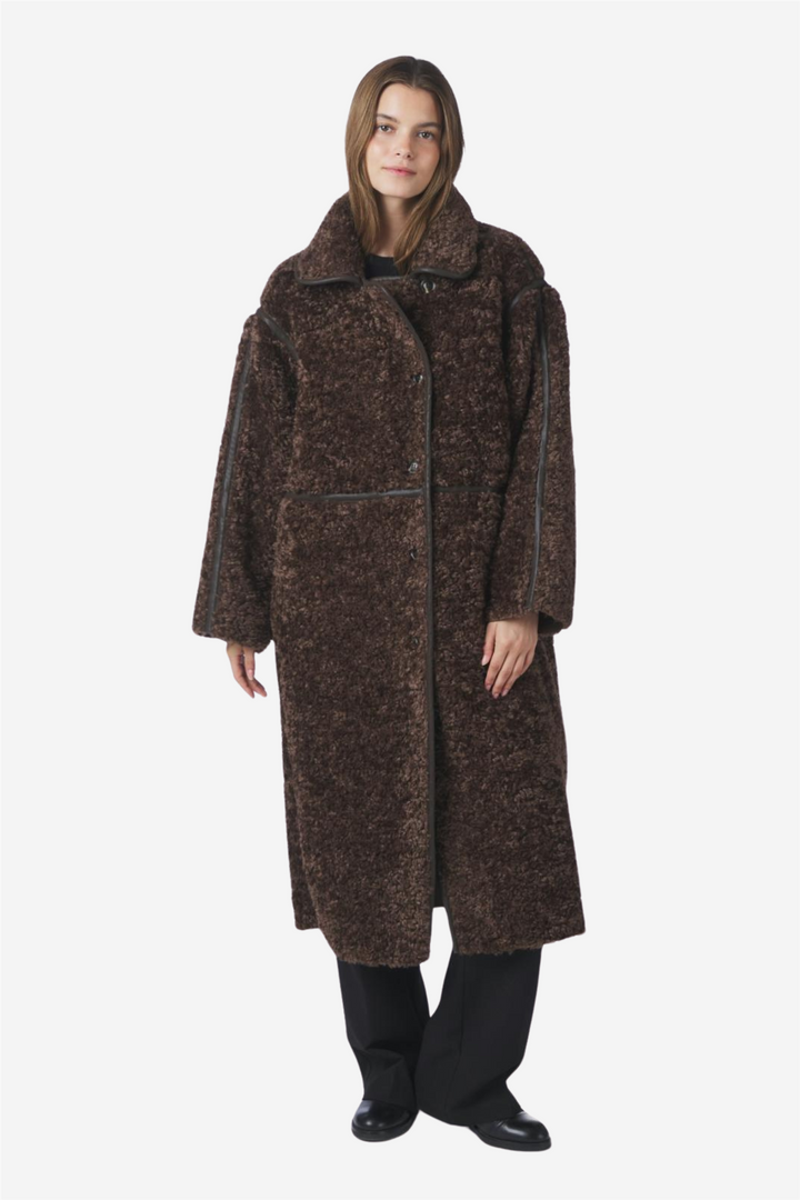 Senta Faux Fur Coat Dark Brown