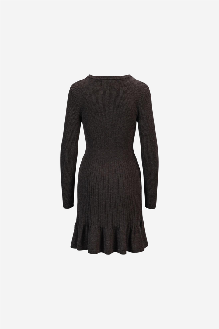 Oline Merino Dress Dark Brown Melange
