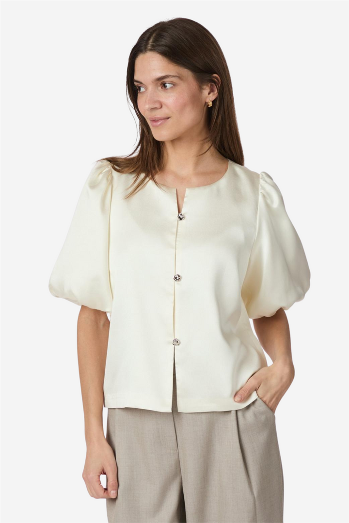 Aisa Dull Satin Blouse Ivory