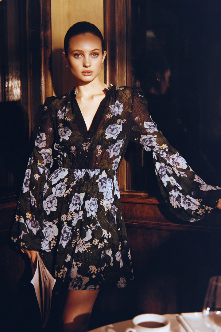 Georgette V-Neck Dress Amadora