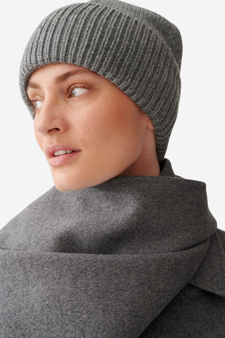 Chunky Wool Beanie Gray Melange