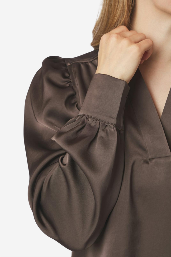 Rosslyn Heavy Sateen Blouse Dark Brown