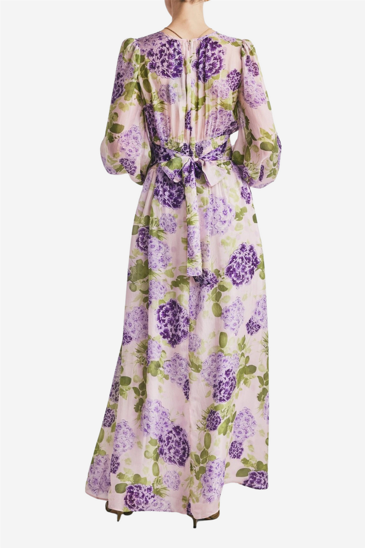 Cupro Tieband Gown Purple Flowerfield