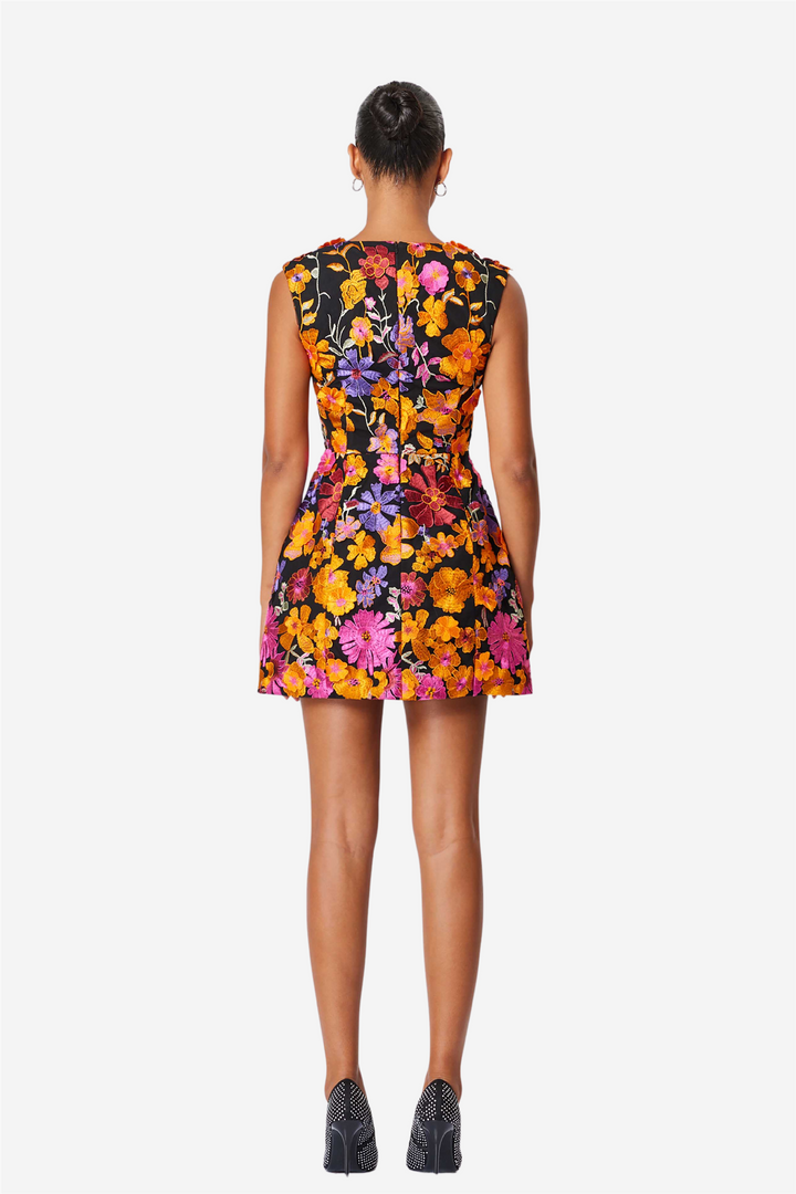 Alessandra Floral Mini Dress Orange Multi