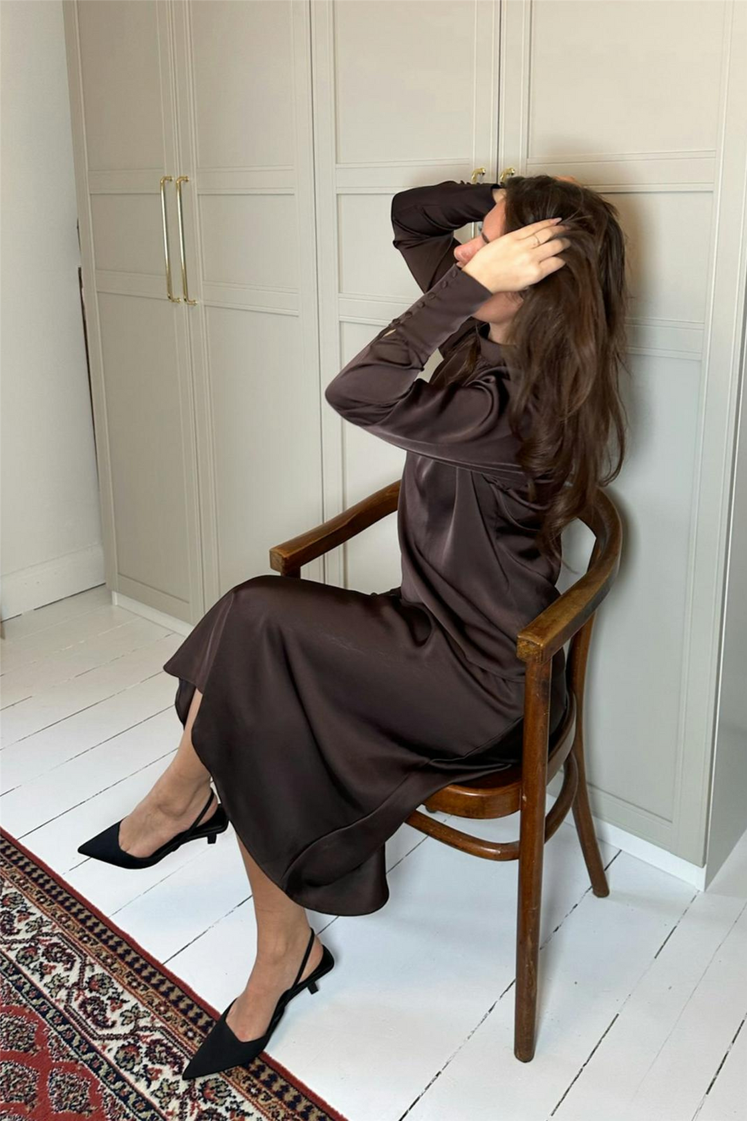 Vicky Heavy Sateen Skirt Dark Brown