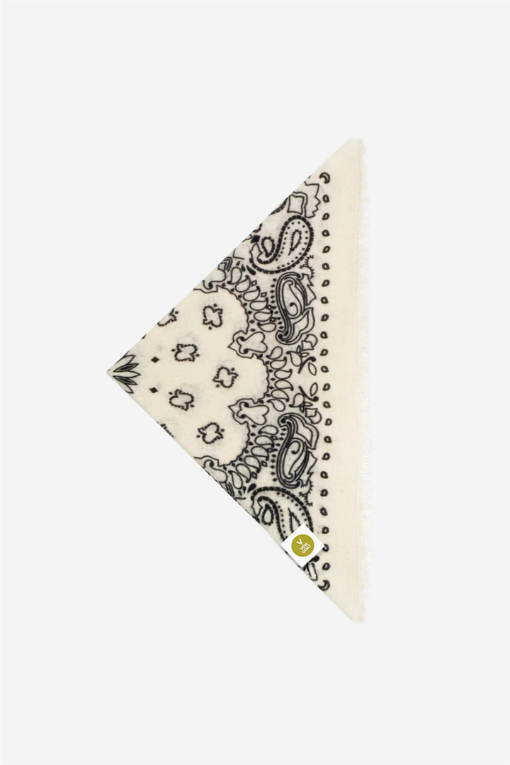 Bandana Calvina Paisley With Frings White And Black