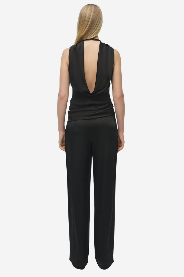 Samira Satin Cape Top Black