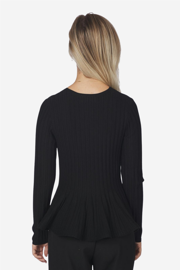 Wallina Peplum Knit Blouse Black