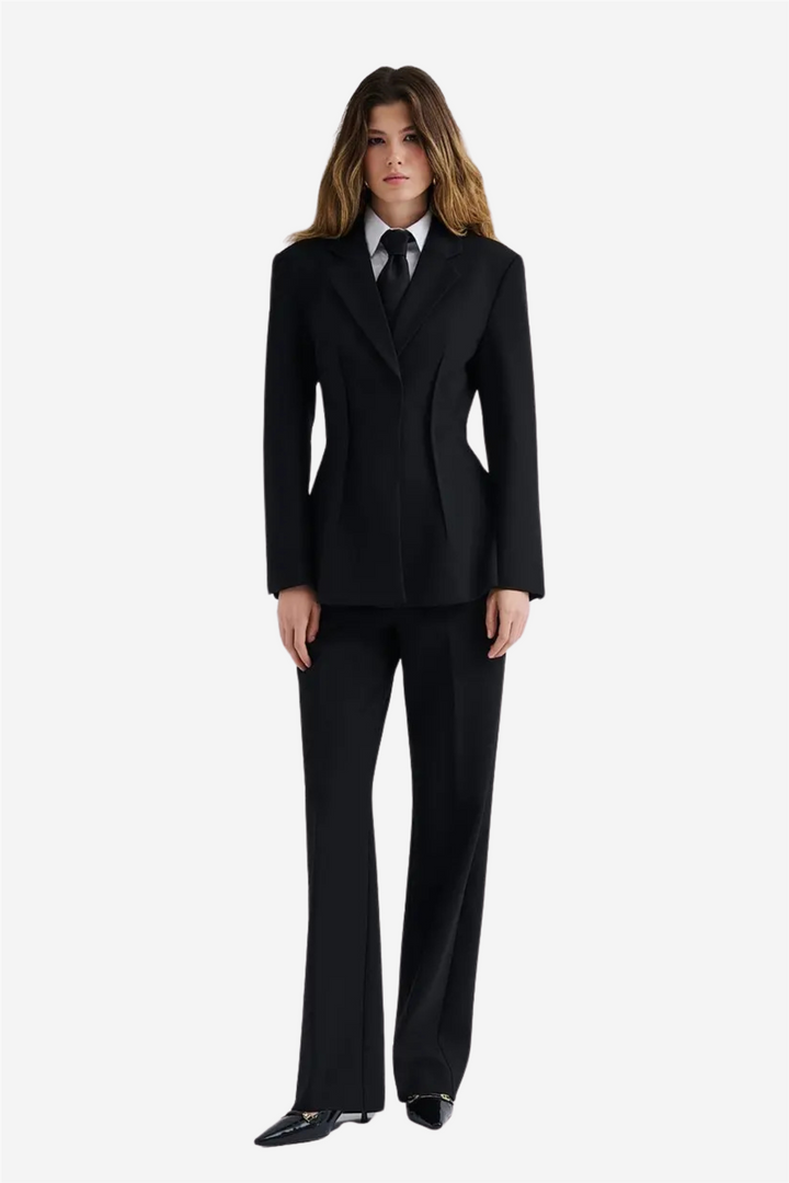 Leonne Seam Detailed Fitted Blazer Black