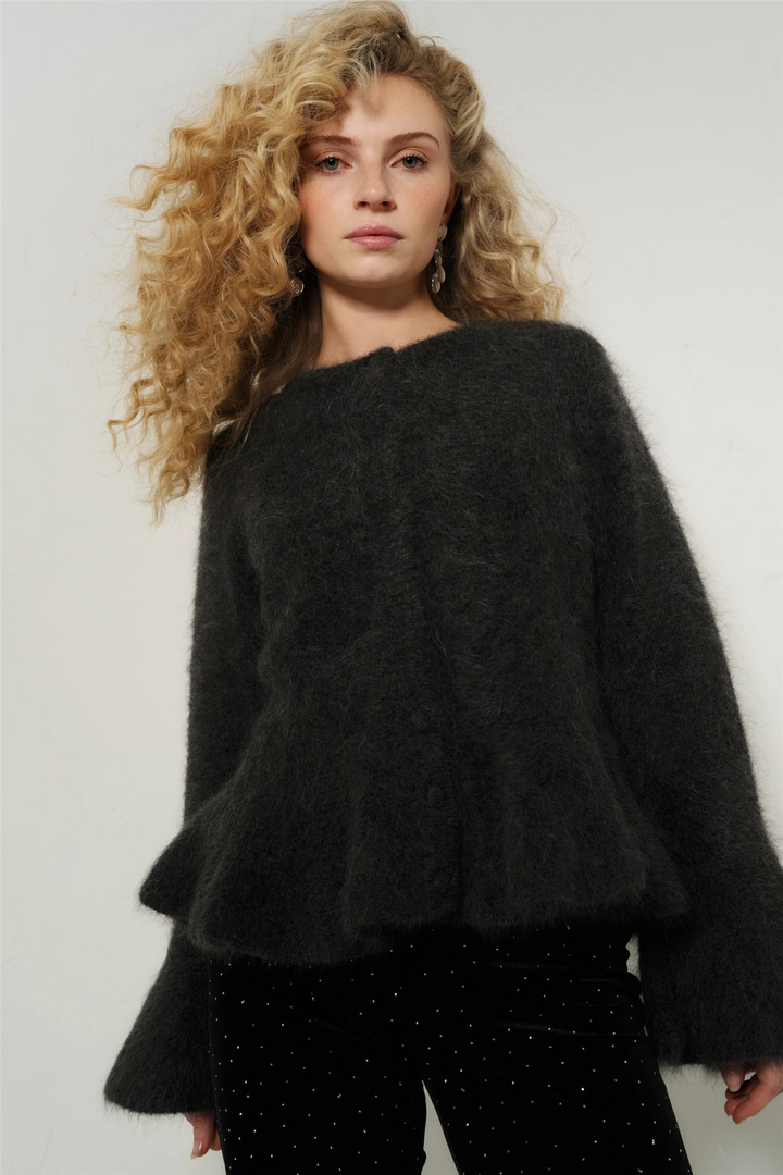 Maren Chunky Cardigan Charcoal