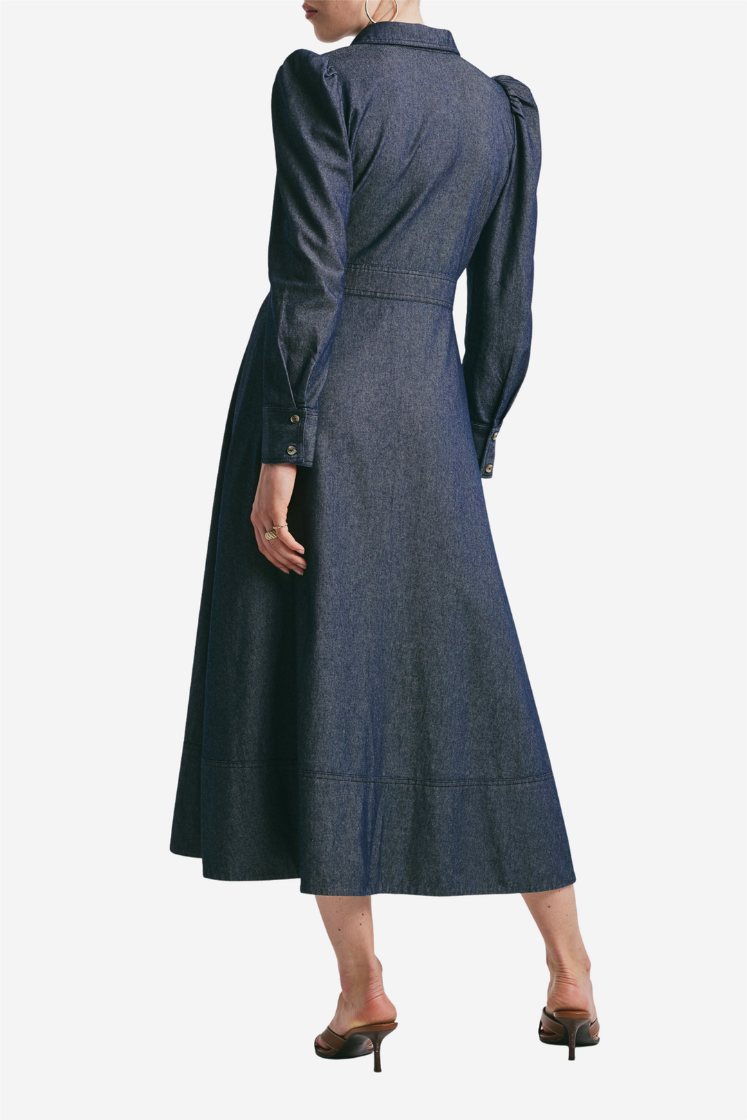 Denim Button-Down Dress Dark Blue