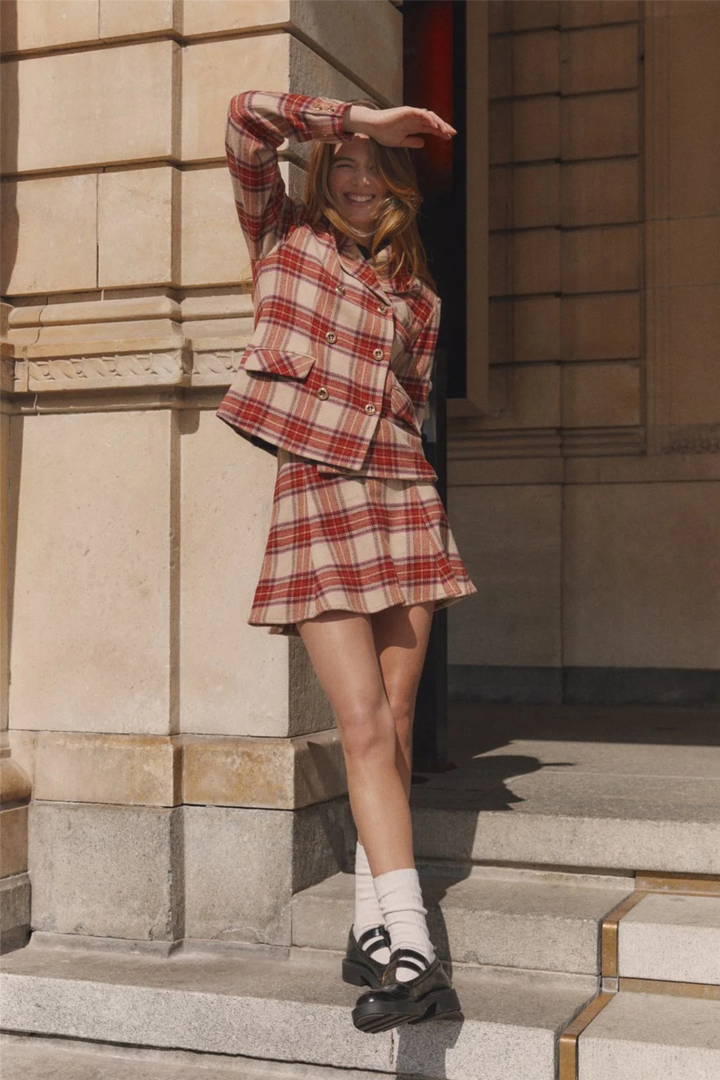 Tailored Mini Skirt Checks