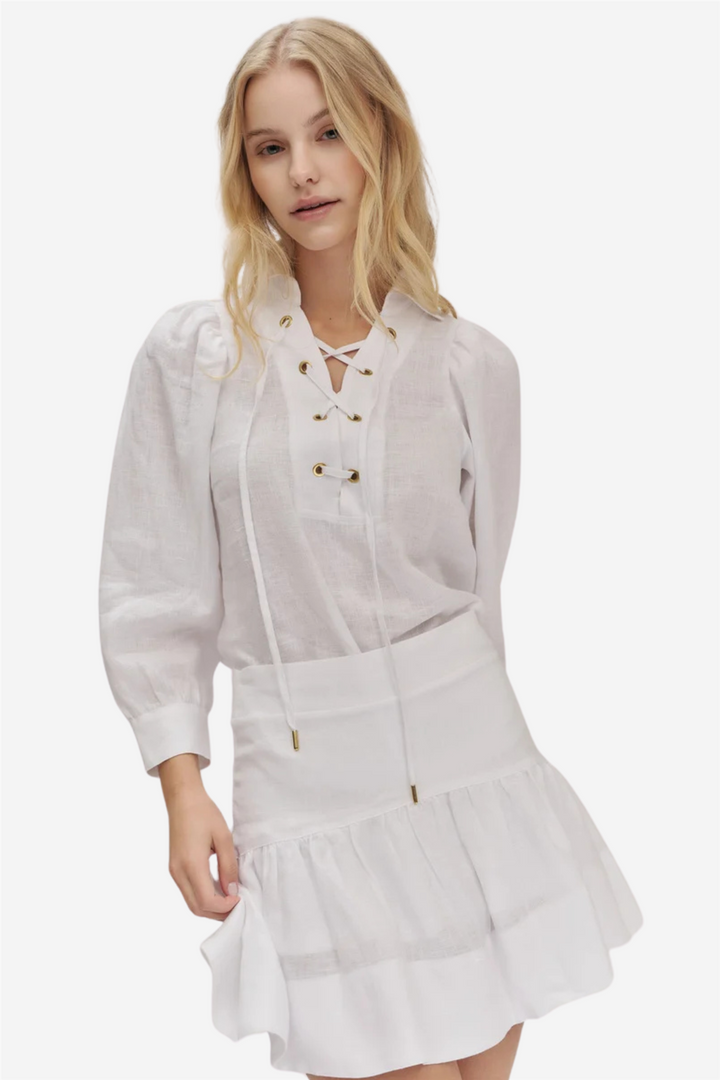 Anya Linen Skirt White