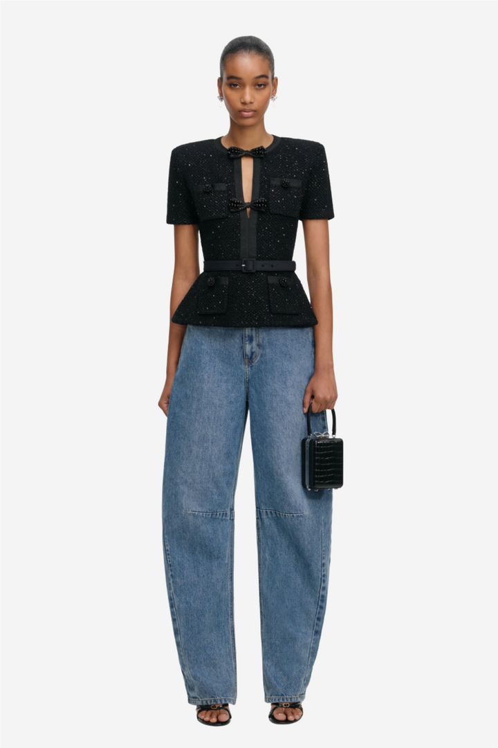 Black Sequin Knit Top