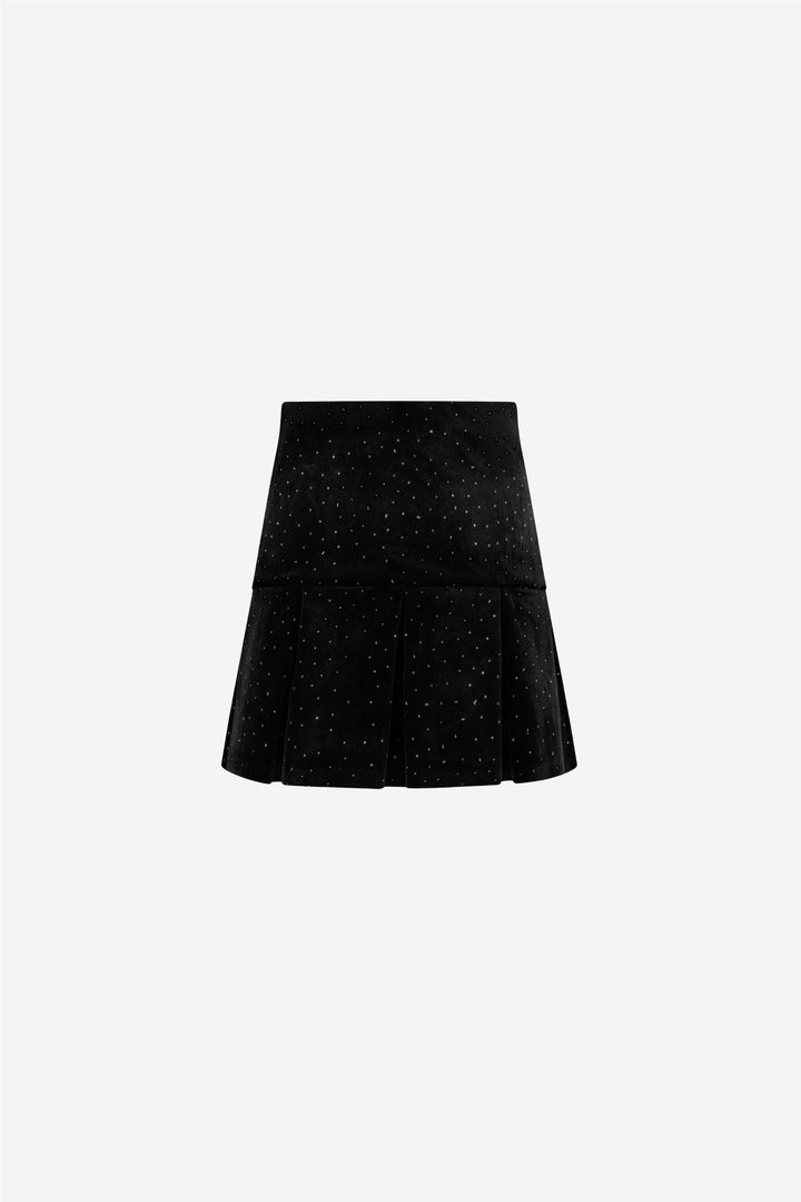 Sirina Stud Velour Skirt Black