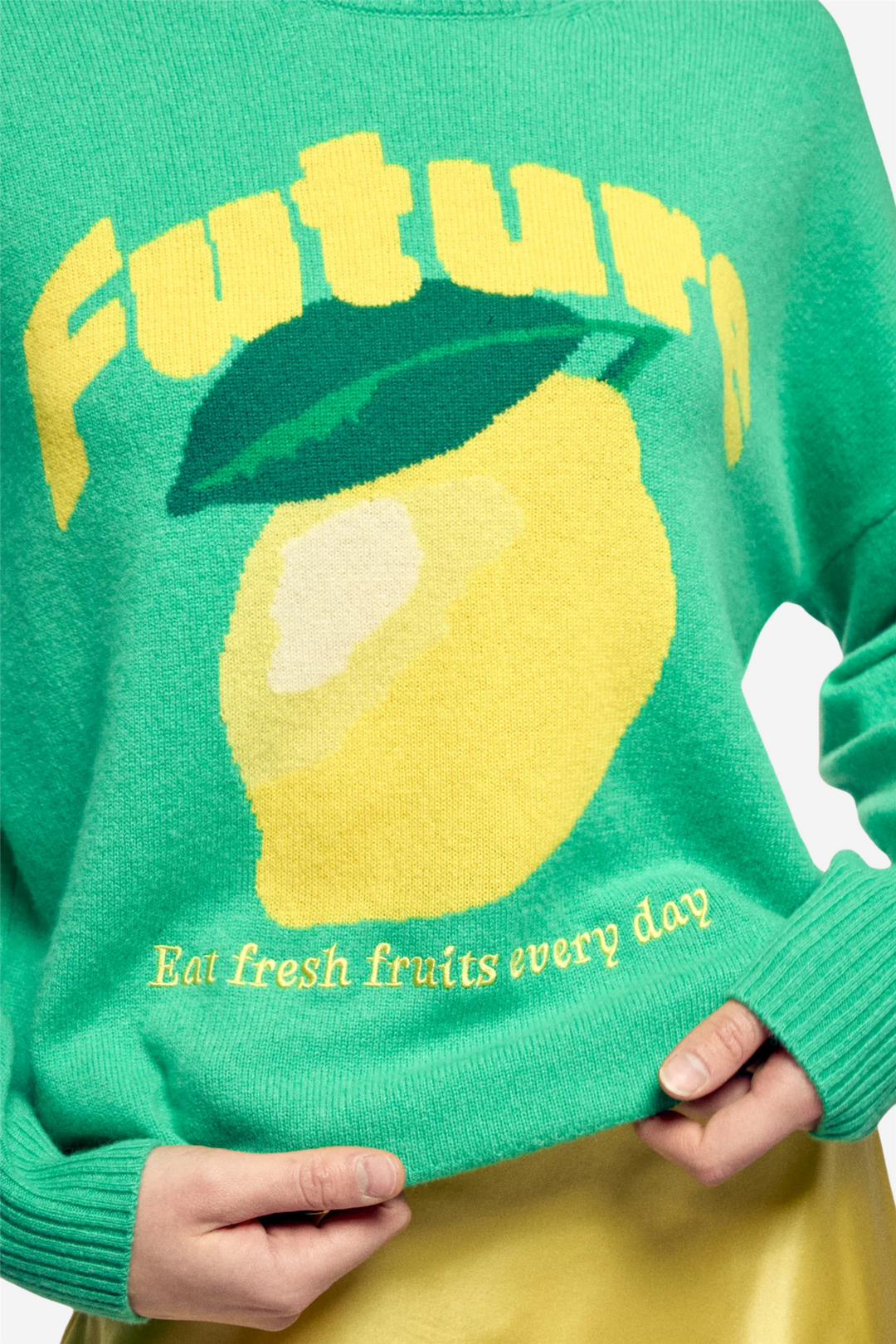 Future Intarsia Crewneck Garden Party Green