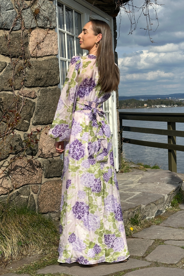 Cupro Tieband Gown Purple Flowerfield