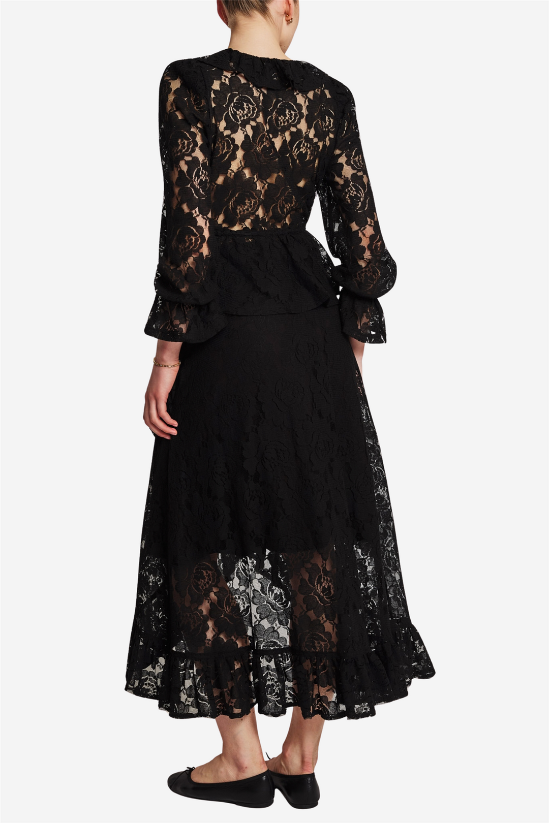 Lace Flounce Top Black