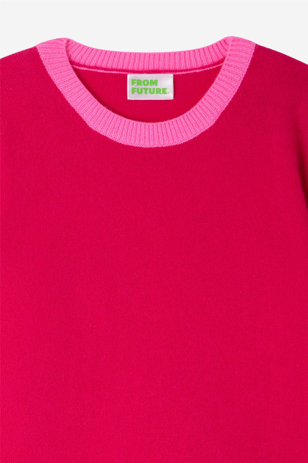 Two-Tone Crewneck Sweater Raspberry Pink