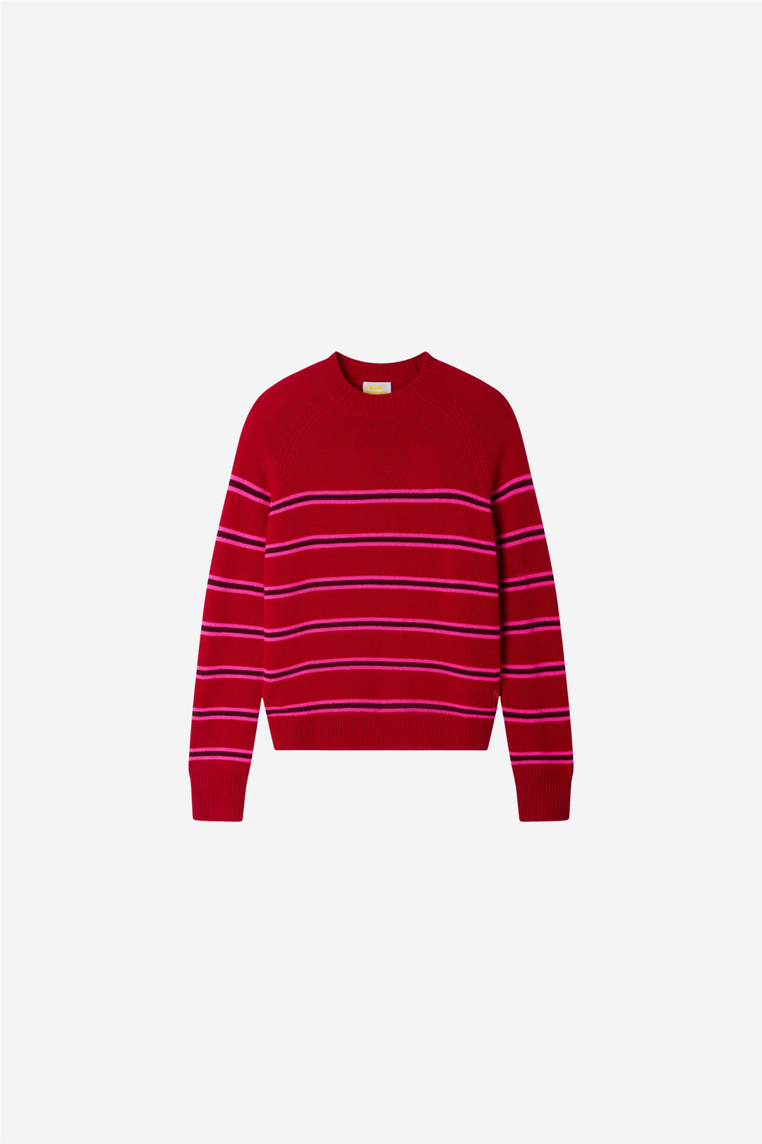 Striped Mock-Neck Sweater Warm Red