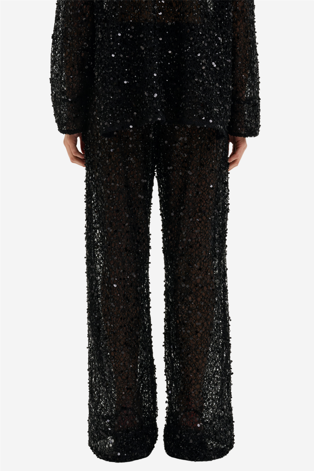 Pamela Embellished Lace Trousers Black