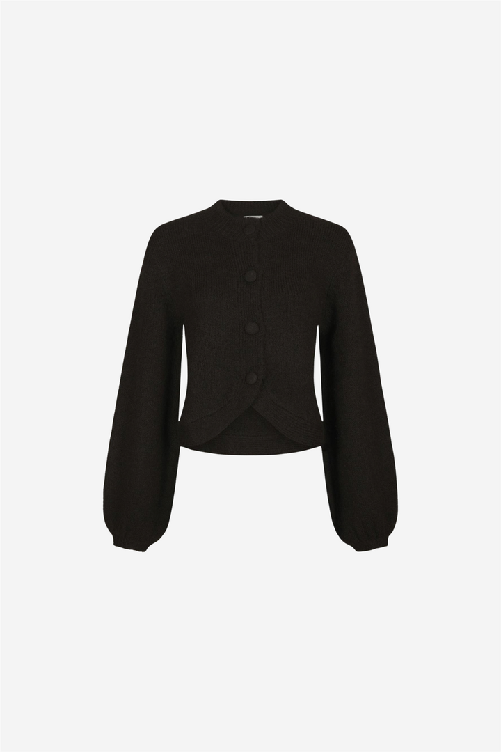 Gio Fluffy Knit Cardigan Dark Brown