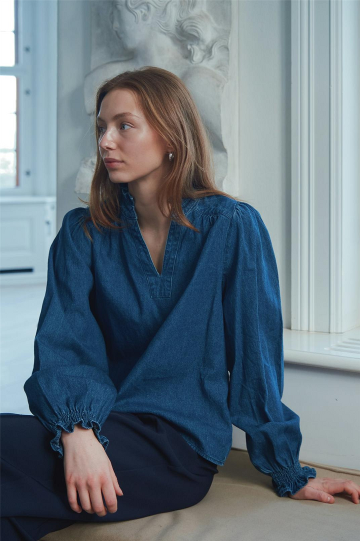 Emmeline Denim Blouse Dark Blue