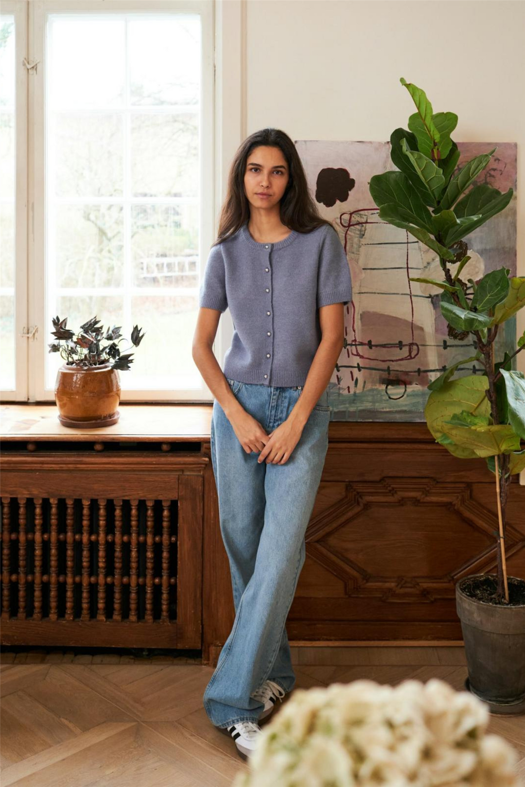Mitta Knit Blouse Smoke Blue